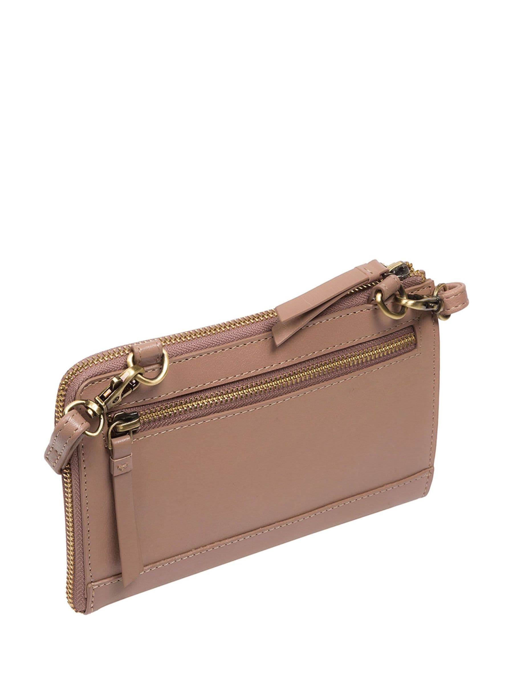 Conkca Winnie leather cross-body clutch bag nude (British brand)