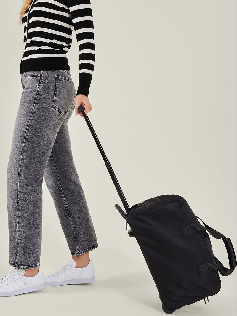 Accessorize black pull along weekender bag 45cm wide, imported from the UK