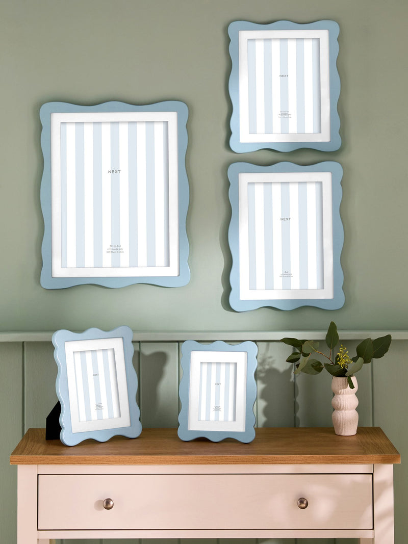 Blue Wavy Wooden Photo Frame