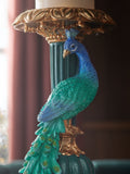 Teal Blue Benedict Peacock Pillar Candle Holder 36cm Height (British brand)