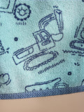 Blue Kids cotton towels blue digger print (British brand)