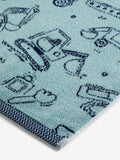 Blue Kids cotton towels blue digger print (British brand)