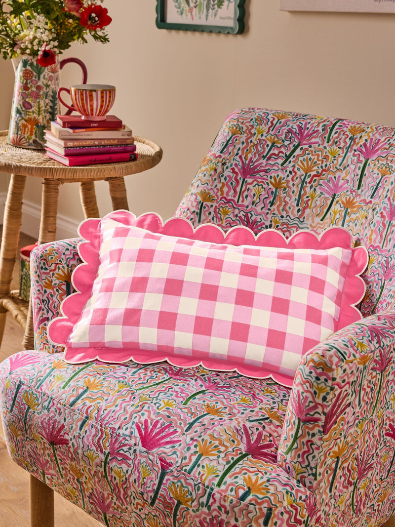 Lucy Tiffney pink floral tufted cushion 30x50cm, UK version