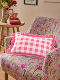 Lucy Tiffney pink floral tufted cushion 30x50cm, UK version