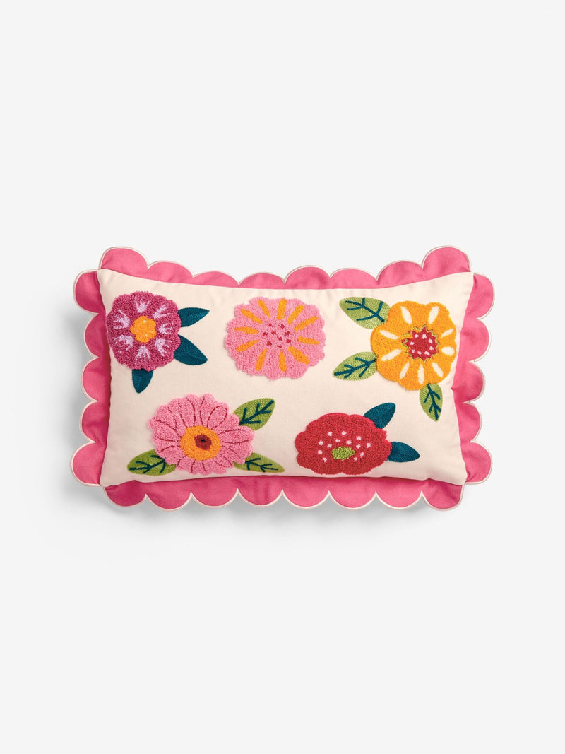 Lucy Tiffney pink floral tufted cushion 30x50cm, UK version
