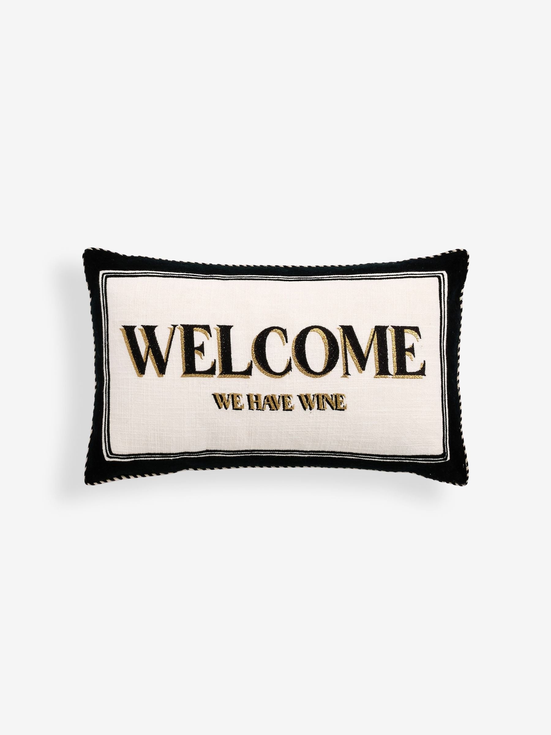 Rockett St George cream/black Welcome We Have Wine cushion 30x50cm - British product