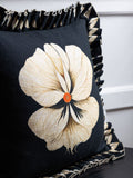 Rockett St George black floral pleated frill cushion, UK version
