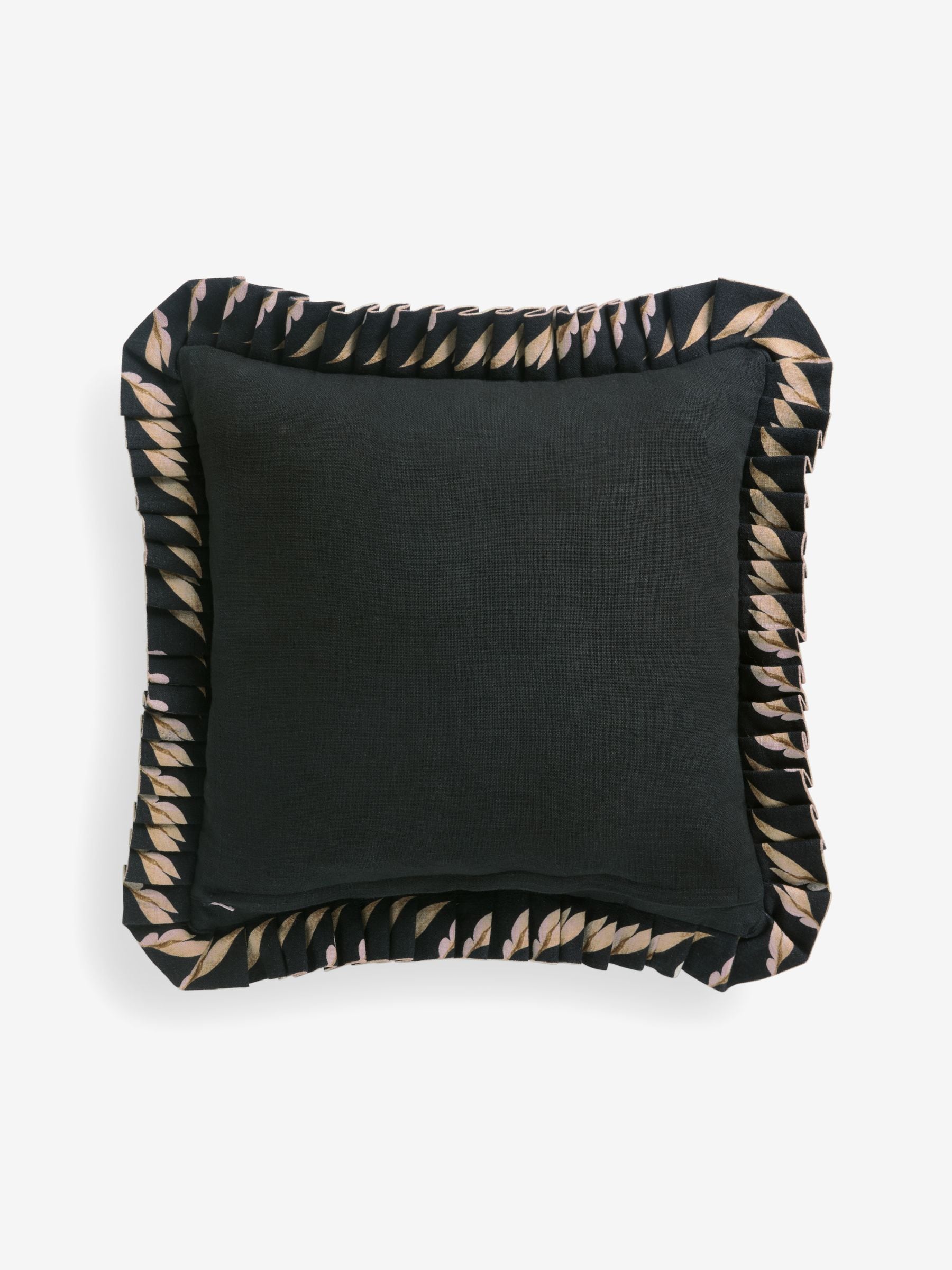 Rockett St George black floral pleated frill cushion, UK version