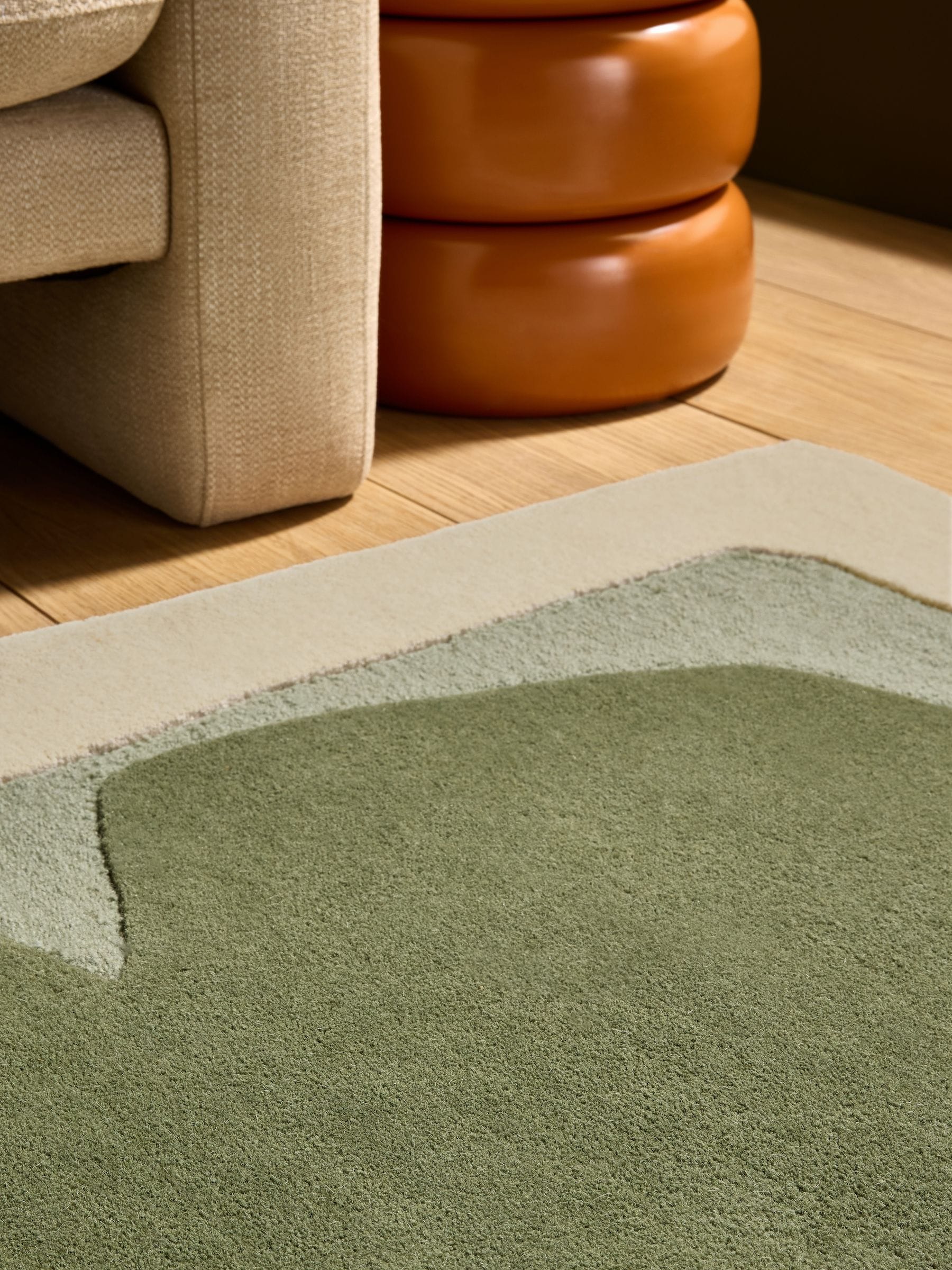 MADE.COM green Kinney wool tufted rug, British brand