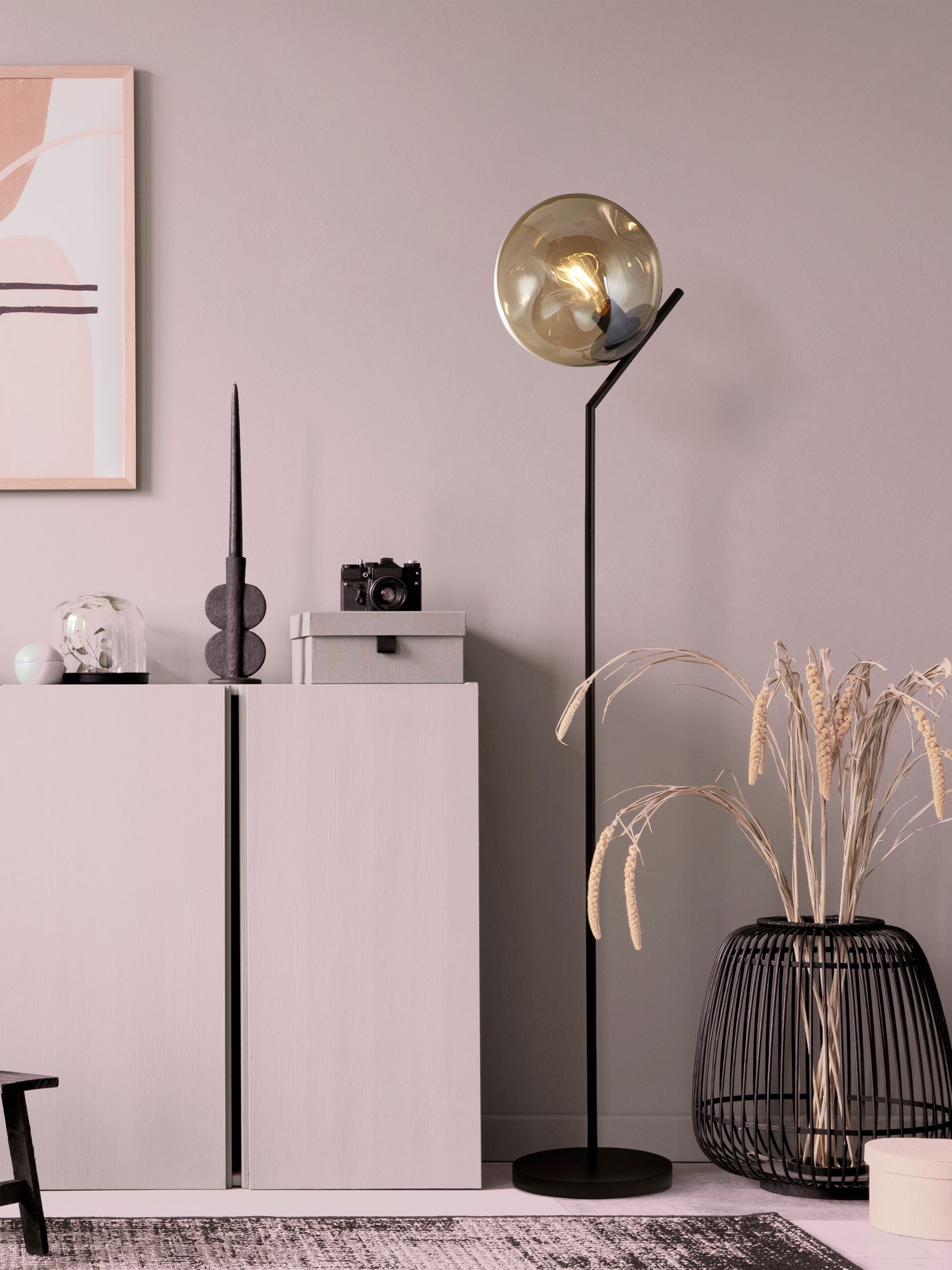 Searchlight Black Terra floor lamp 150cm - British product