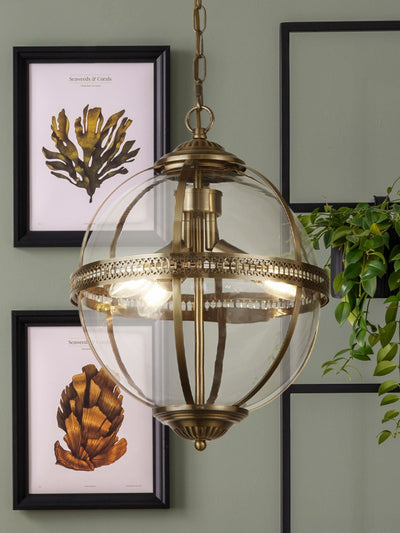 Next Searchlight Antique Brass Compass 3 Light Pendant Ceiling Light- Buy online at McGrocer