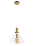 Searchlight Brass Marguerite pendant light with clear glass shade - British product