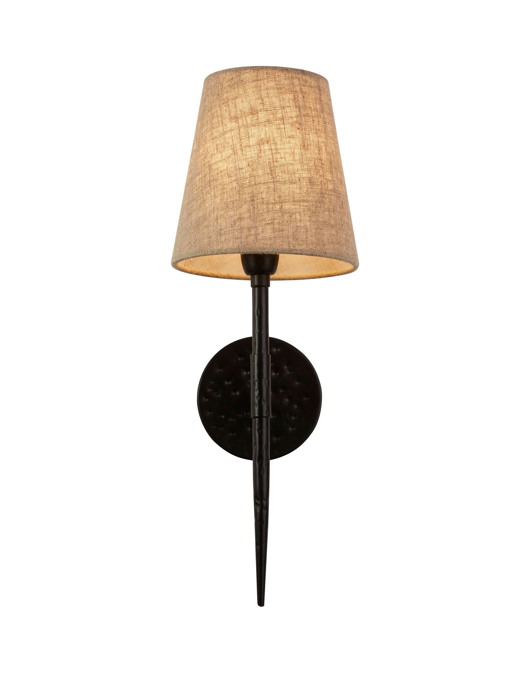 Searchlight Black Dante wall light 43cm with linen shade - British product