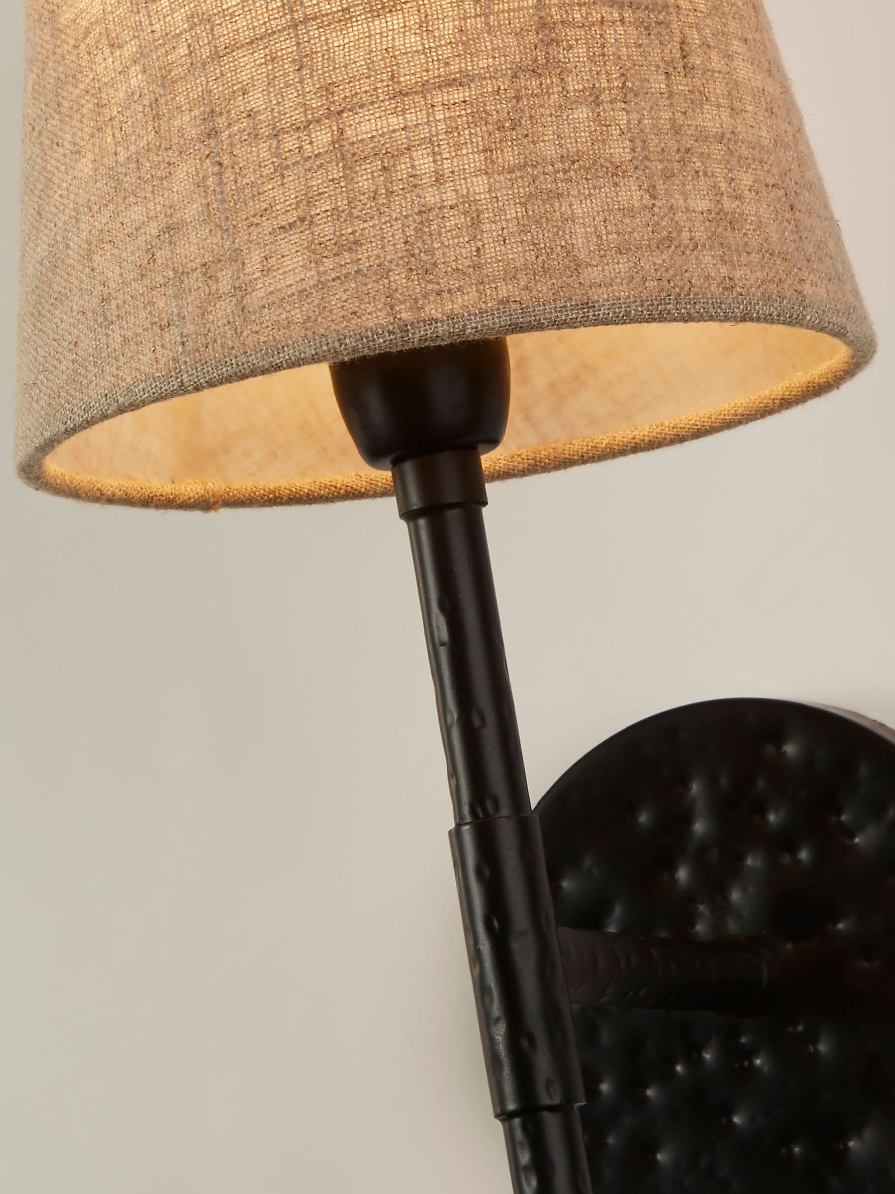 Searchlight Black Dante wall light 43cm with linen shade - British product
