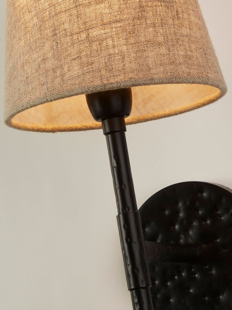 Searchlight Black Dante wall light 43cm with linen shade - British product