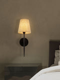 Searchlight Black Dante wall light 43cm with linen shade - British product