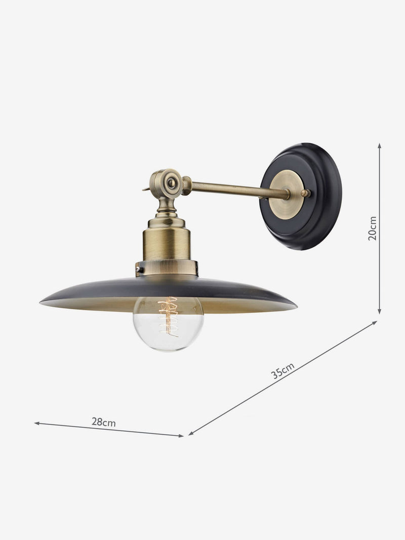 Dar Lighting Hannover wall bracket in black and brass - British product