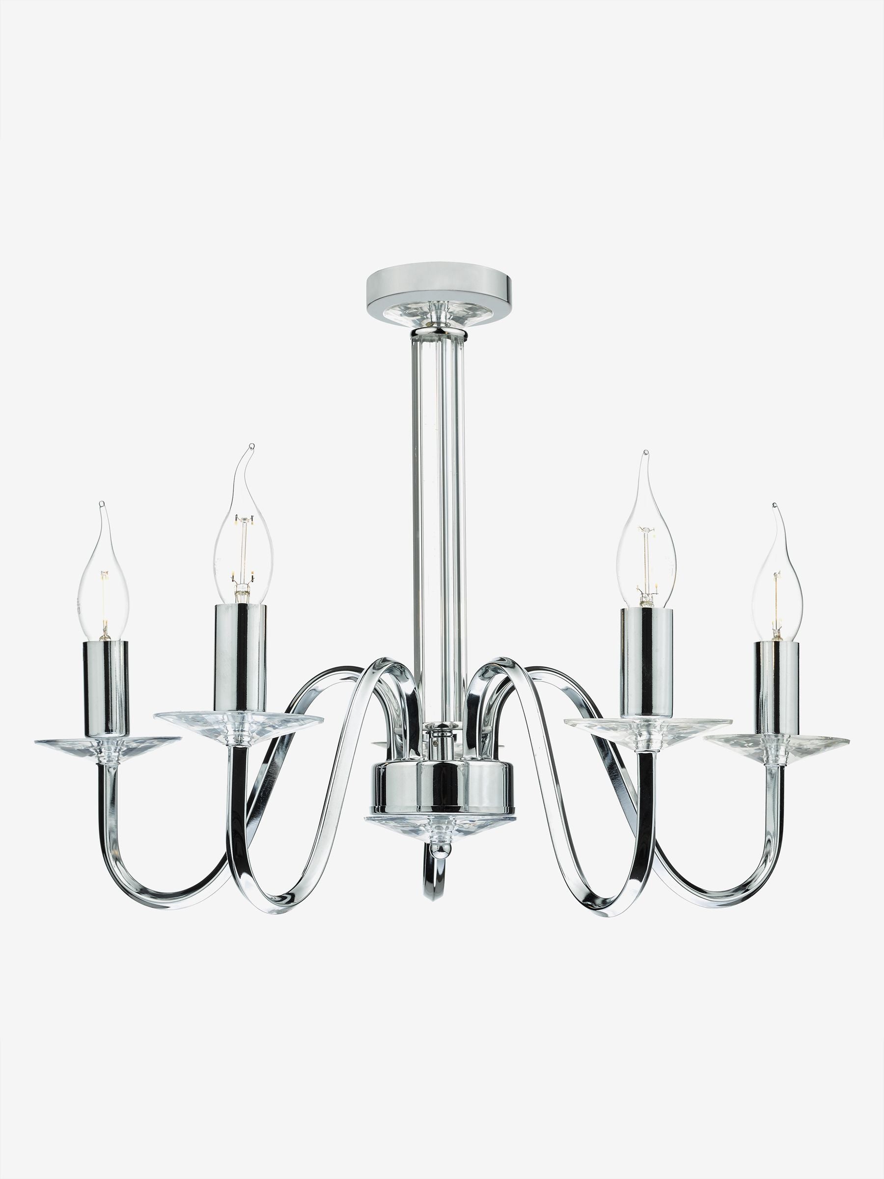 Dar Lighting Pique 5 light chrome ceiling fitting, imported from the UK