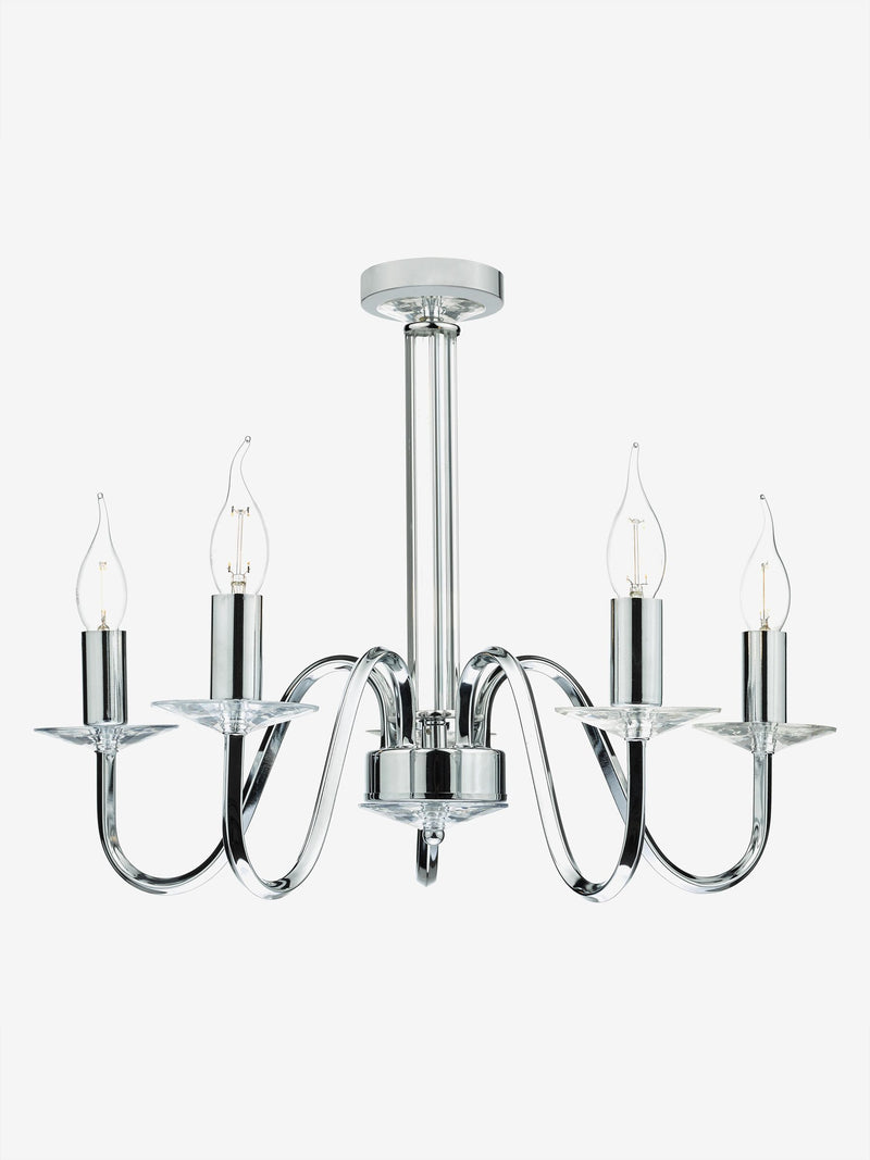 Dar Lighting Pique 5 light chrome ceiling fitting, imported from the UK