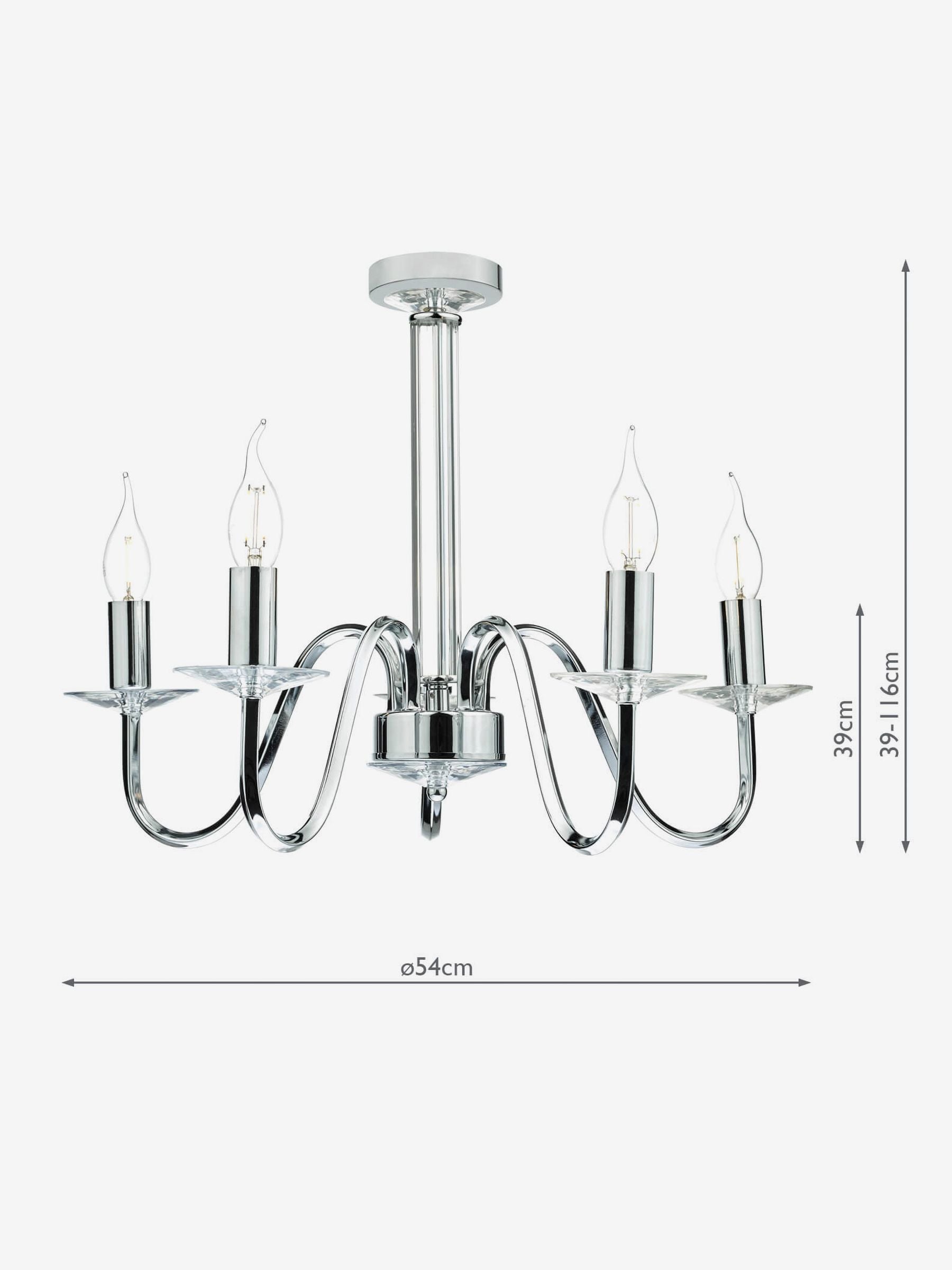 Dar Lighting Pique 5 light chrome ceiling fitting, imported from the UK
