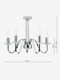 Dar Lighting Pique 5 light chrome ceiling fitting, imported from the UK