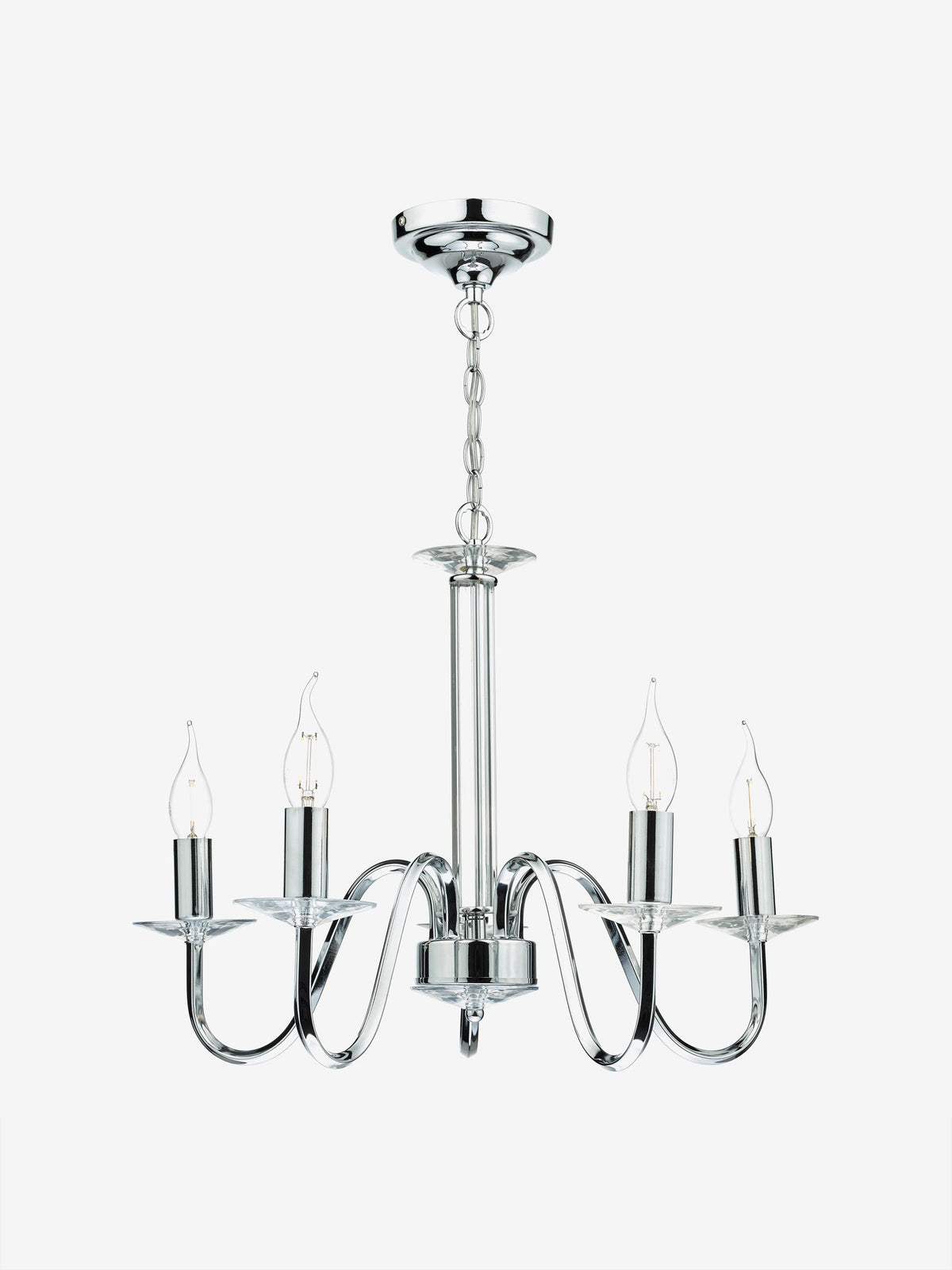 Dar Lighting Pique 5 light chrome ceiling fitting, imported from the UK