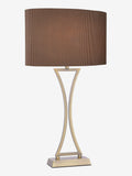 Dar Lighting Oporto table lamp antique brass and brown shade, UK version