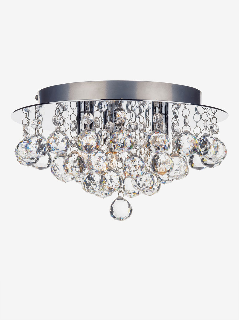 Dar Lighting Pluto clear crystal flush ceiling light 3 light 29cm (British brand)