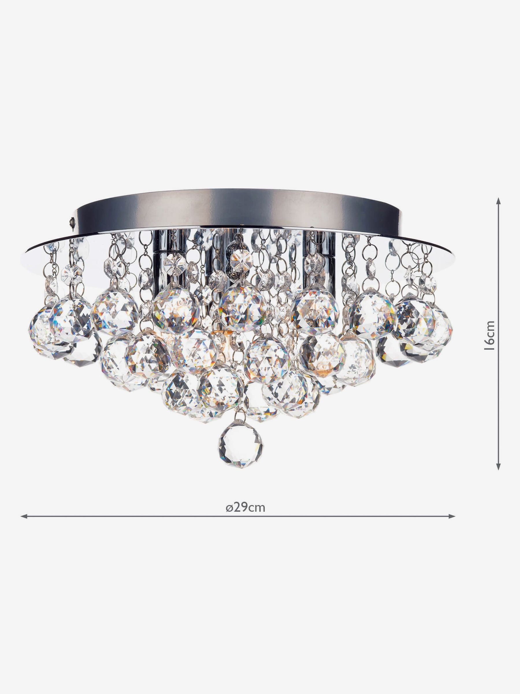 Dar Lighting Pluto clear crystal flush ceiling light 3 light 29cm (British brand)