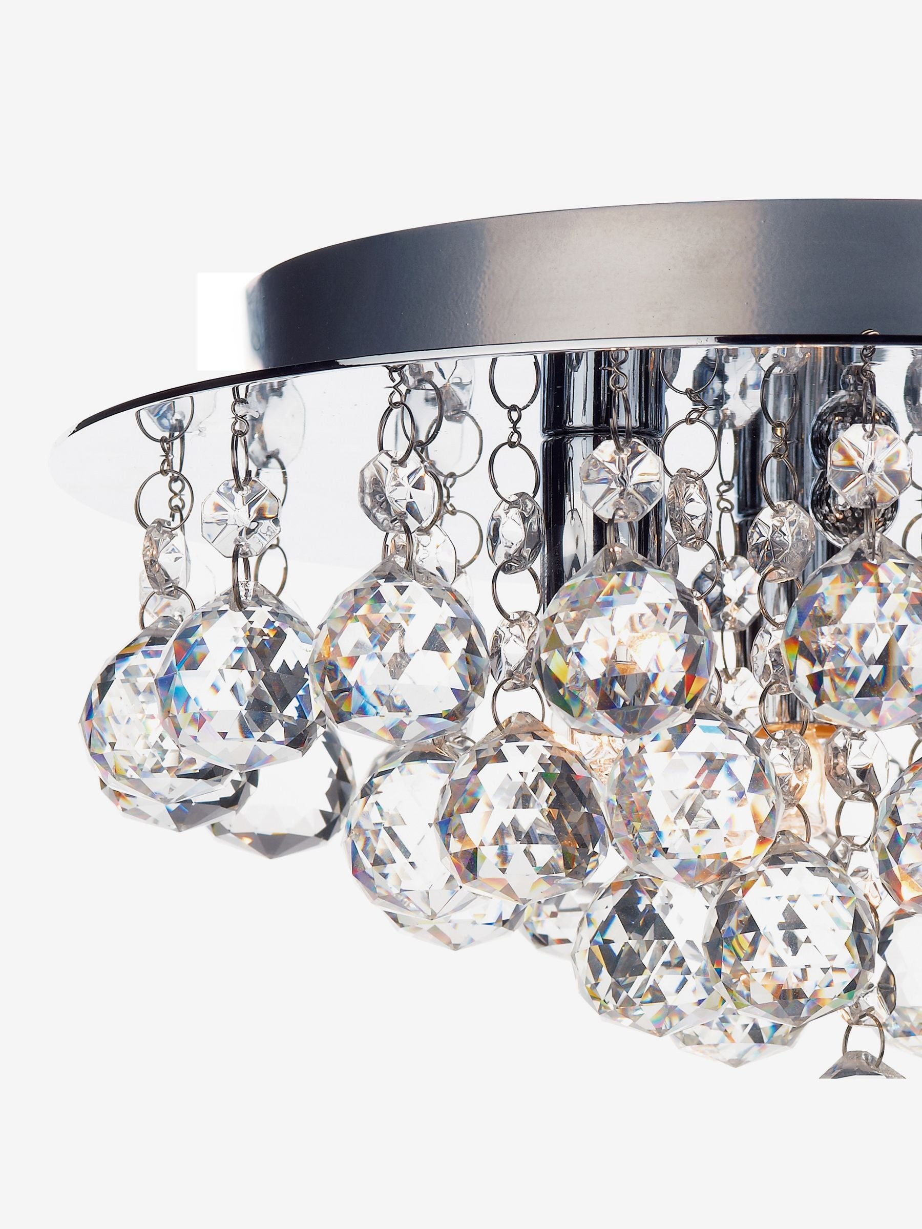 Dar Lighting Pluto clear crystal flush ceiling light 3 light 29cm (British brand)