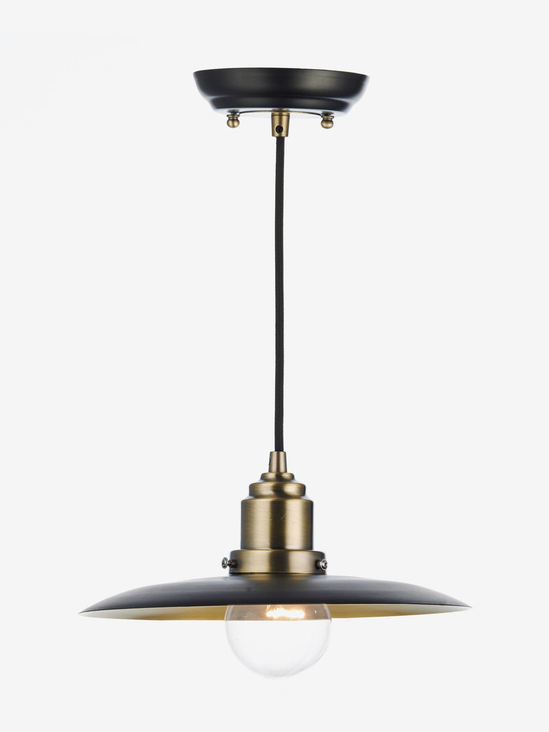 Dar Lighting Black Hannover pendant ceiling light 28cm, imported from the UK