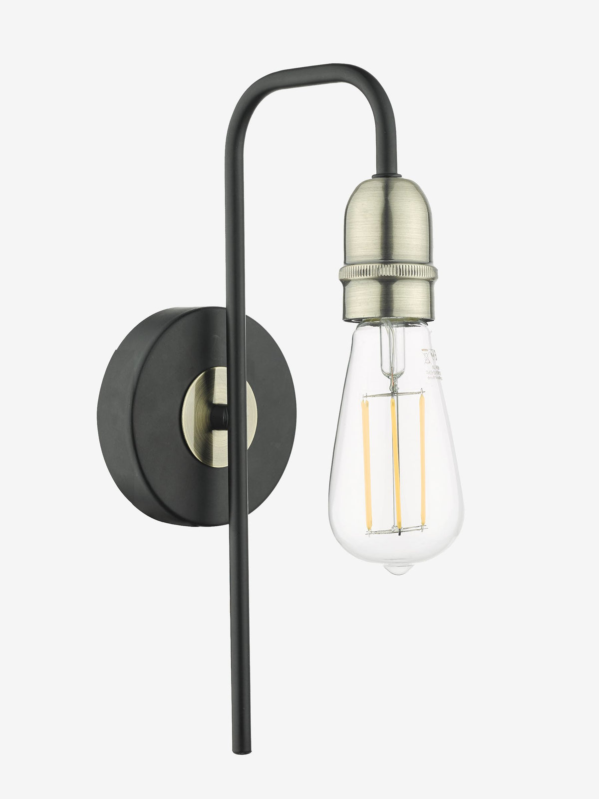 Dar Lighting Kiefer wall light in black and antique brass (British brand)
