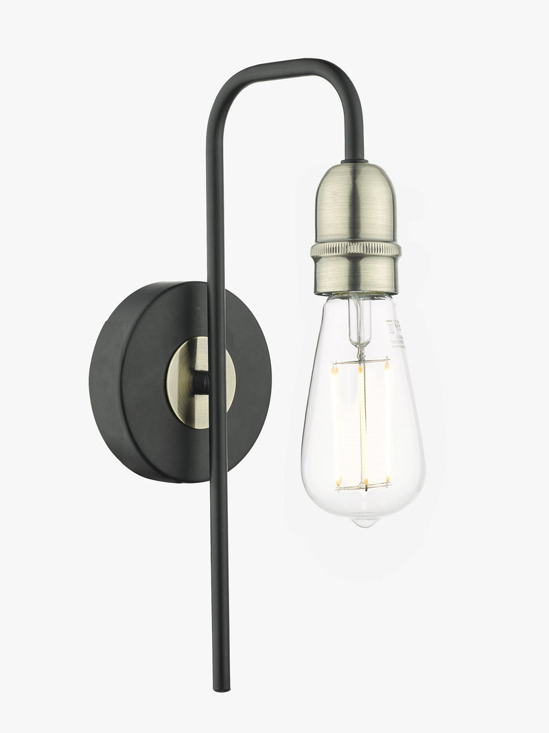 Dar Lighting Kiefer wall light in black and antique brass (British brand)