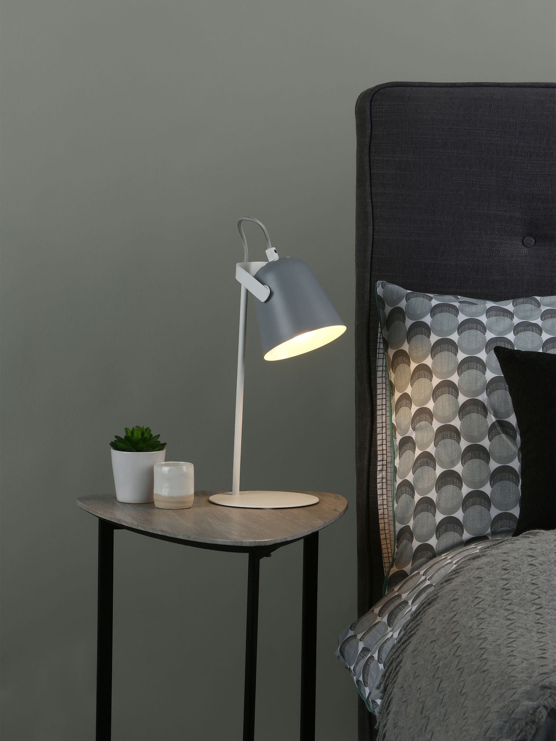 Dar Lighting Effie table lamp grey adjustable head - British product