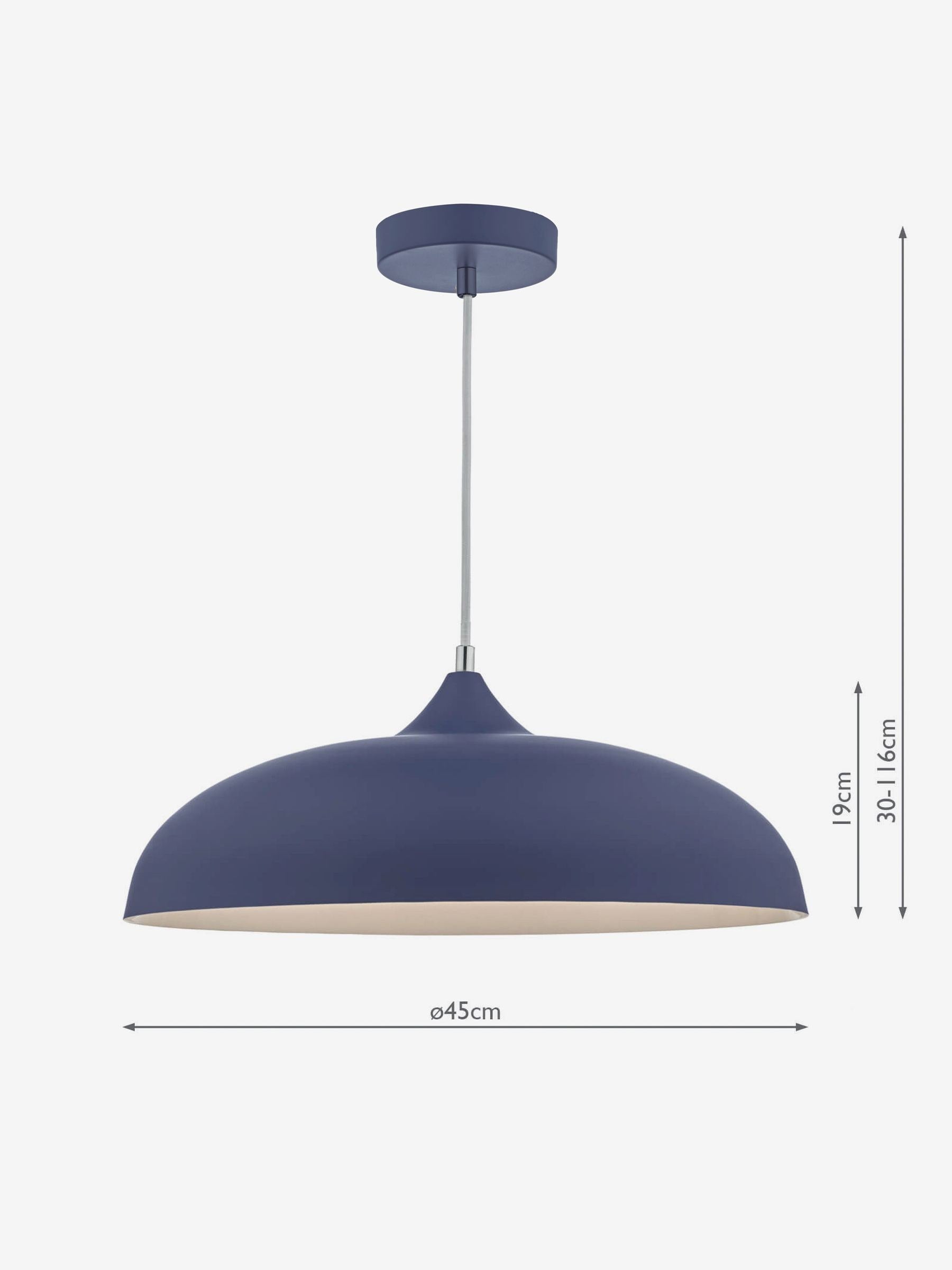 Dar Lighting blue Kaelan pendant ceiling light Ø45cm - British product