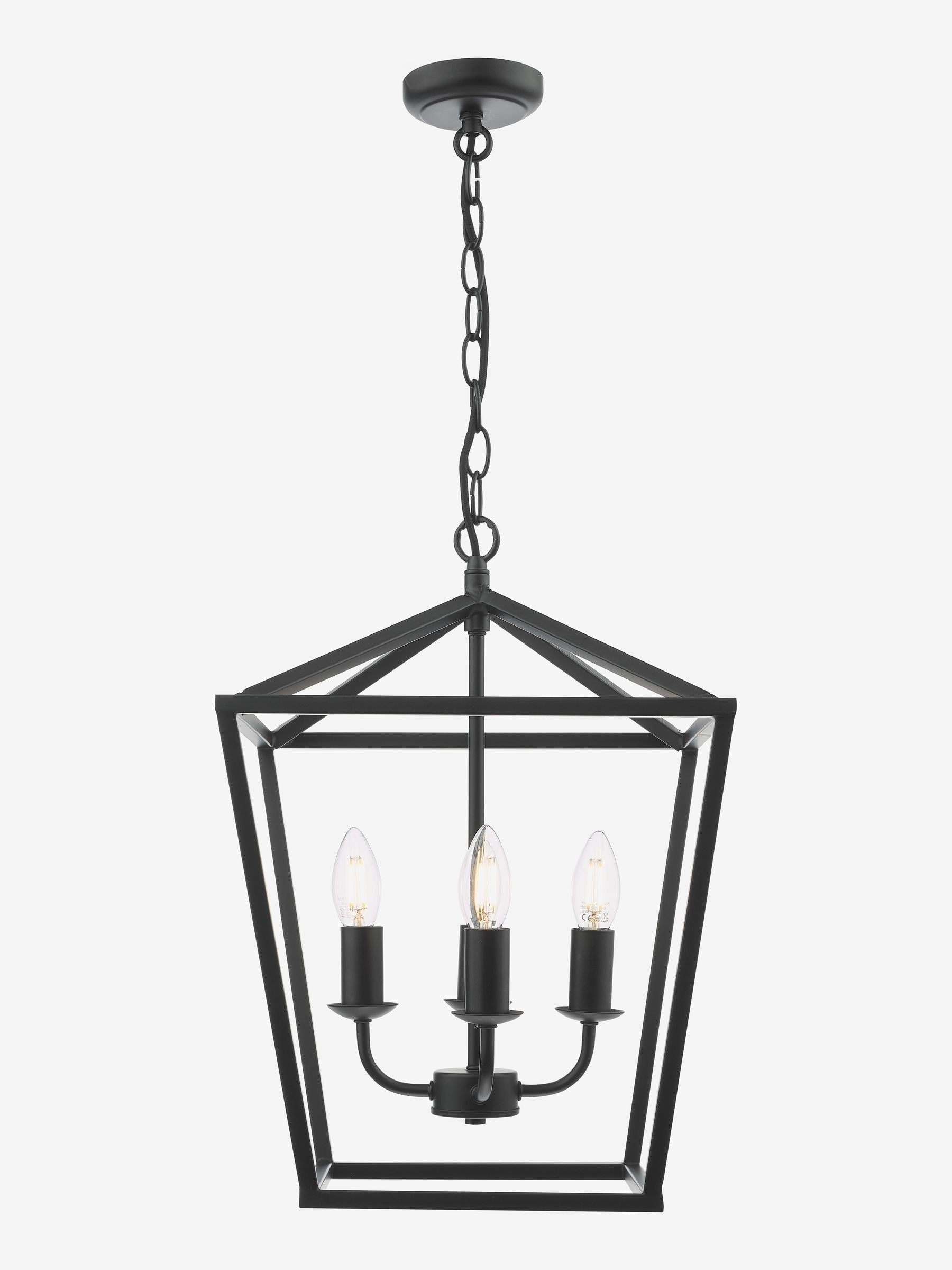 Dar Lighting Fionn 4 light pendant ceiling light matt black - British product