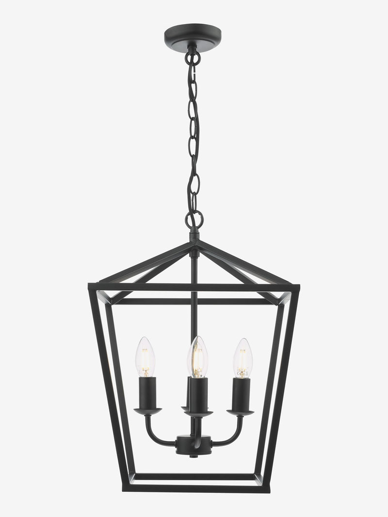 Dar Lighting Fionn 4 light pendant ceiling light matt black - British product