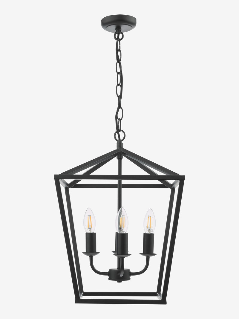 Dar Lighting Fionn 4 light pendant ceiling light matt black - British product