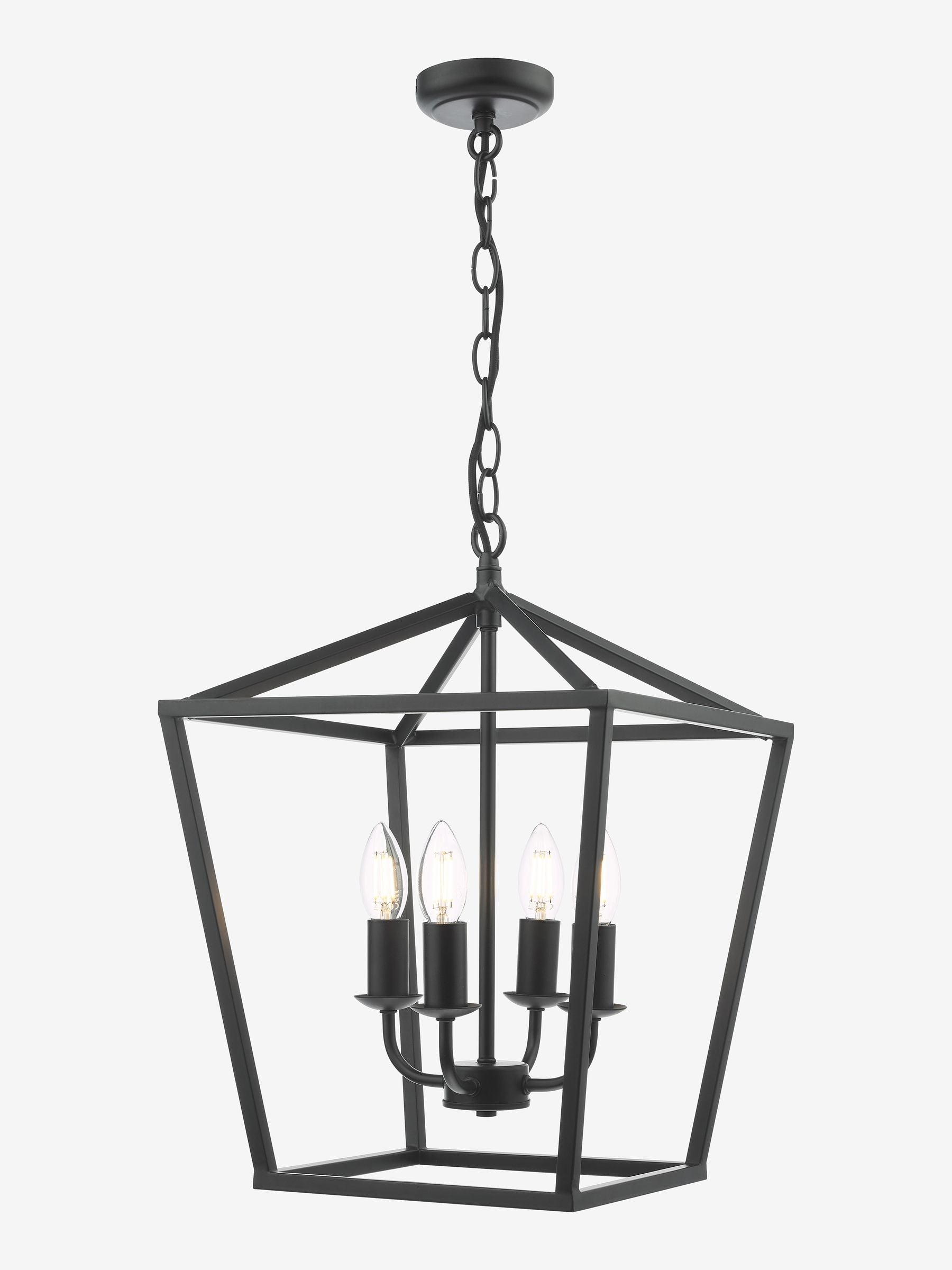 Dar Lighting Fionn 4 light pendant ceiling light matt black - British product