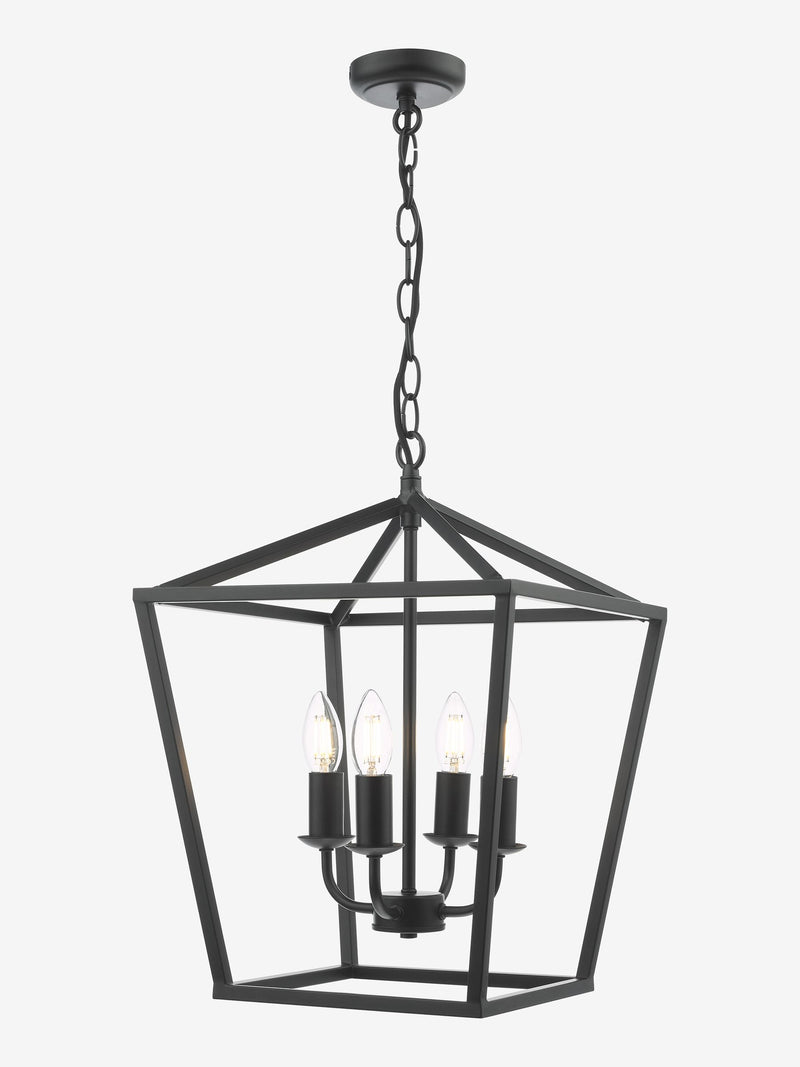 Dar Lighting Fionn 4 light pendant ceiling light matt black - British product