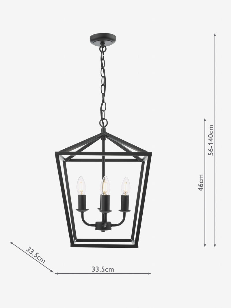 Dar Lighting Fionn 4 light pendant ceiling light matt black - British product