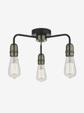 Dar Lighting black Kiefer 3-light flush ceiling light H16cm - British product