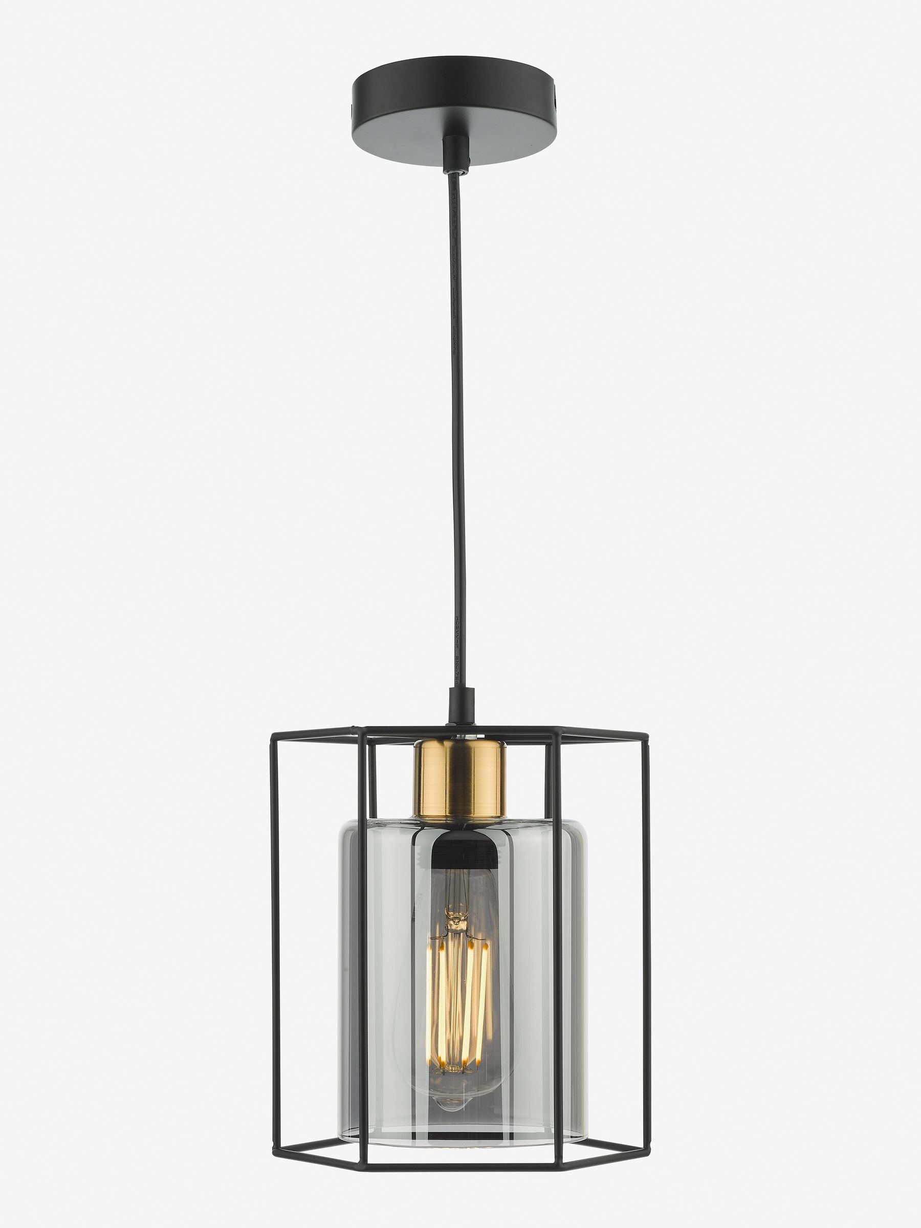 Dar Lighting Black Tatum pendant ceiling light, UK version