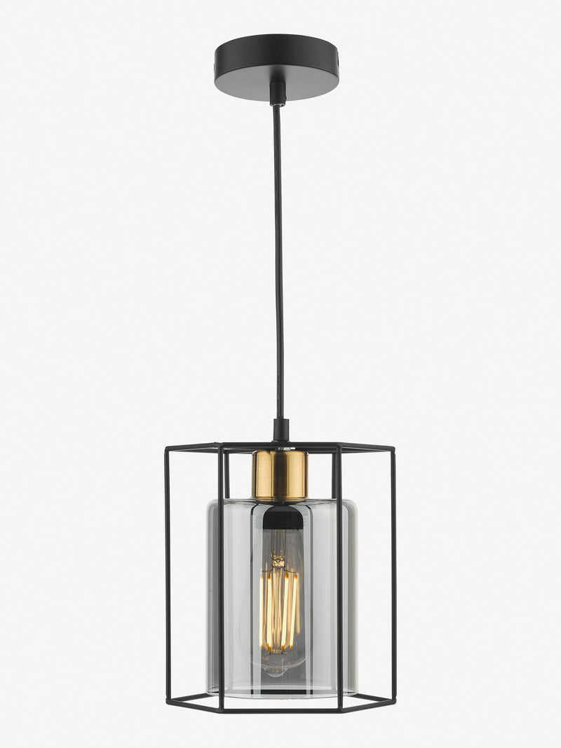 Dar Lighting Black Tatum pendant ceiling light, UK version