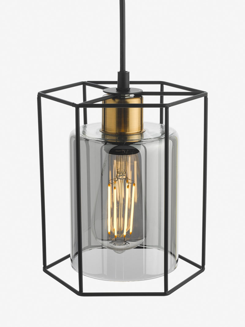 Dar Lighting Black Tatum pendant ceiling light, UK version