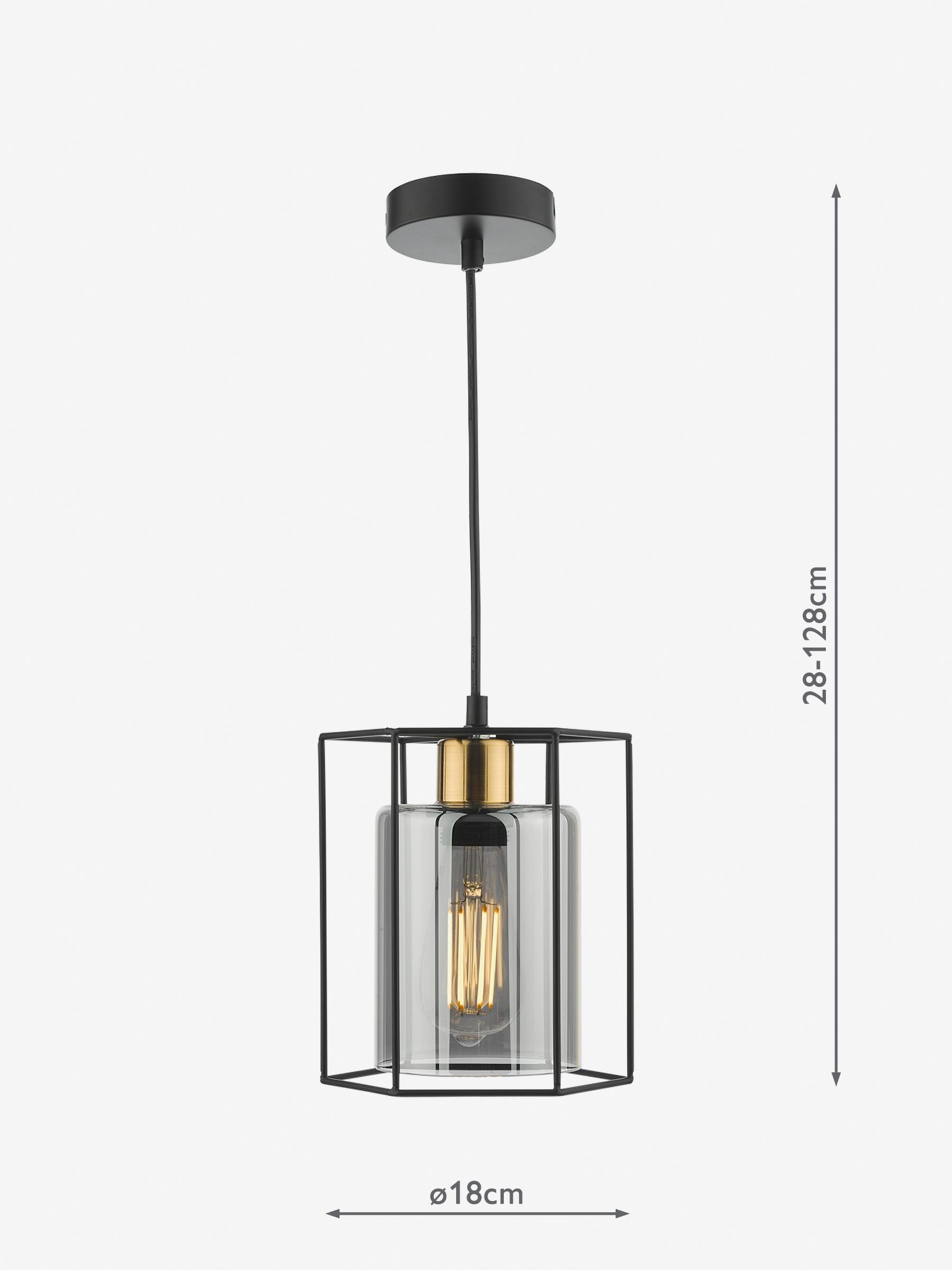 Dar Lighting Black Tatum pendant ceiling light, UK version