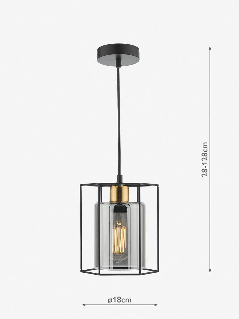Dar Lighting Black Tatum pendant ceiling light, UK version