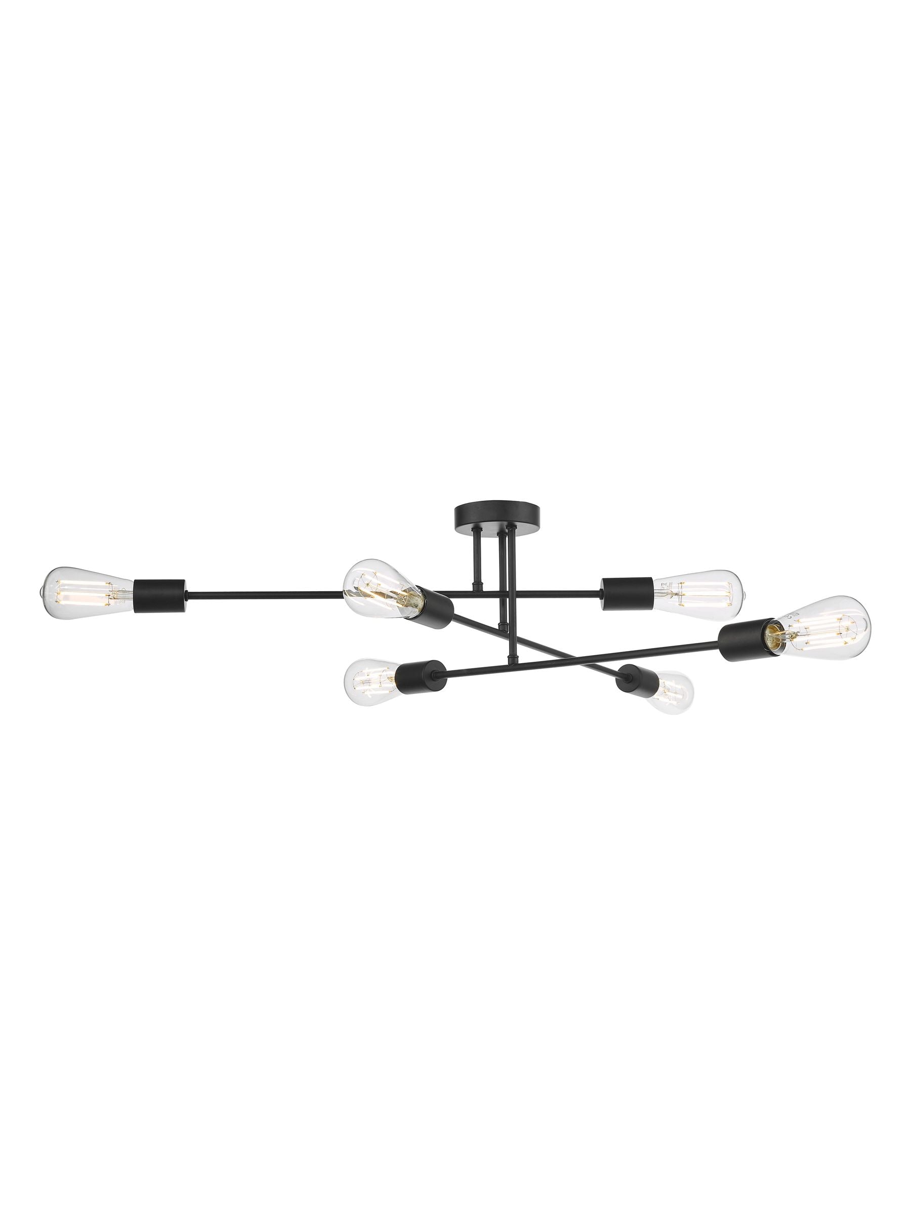 Dar Lighting Neve 6-light flush ceiling light antique brass - British product