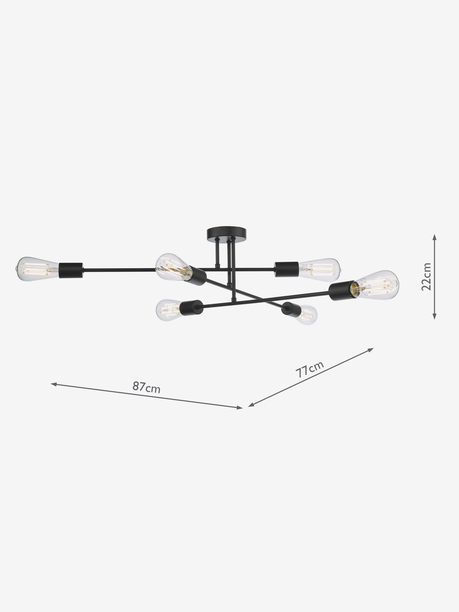 Dar Lighting Neve 6-light flush ceiling light antique brass - British product