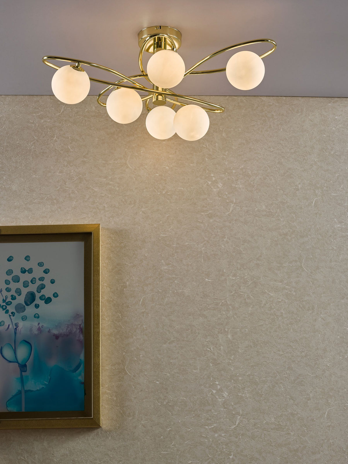 Dar Lighting Lysandra Chrome 6 Light Semi-Flush Ceiling Light